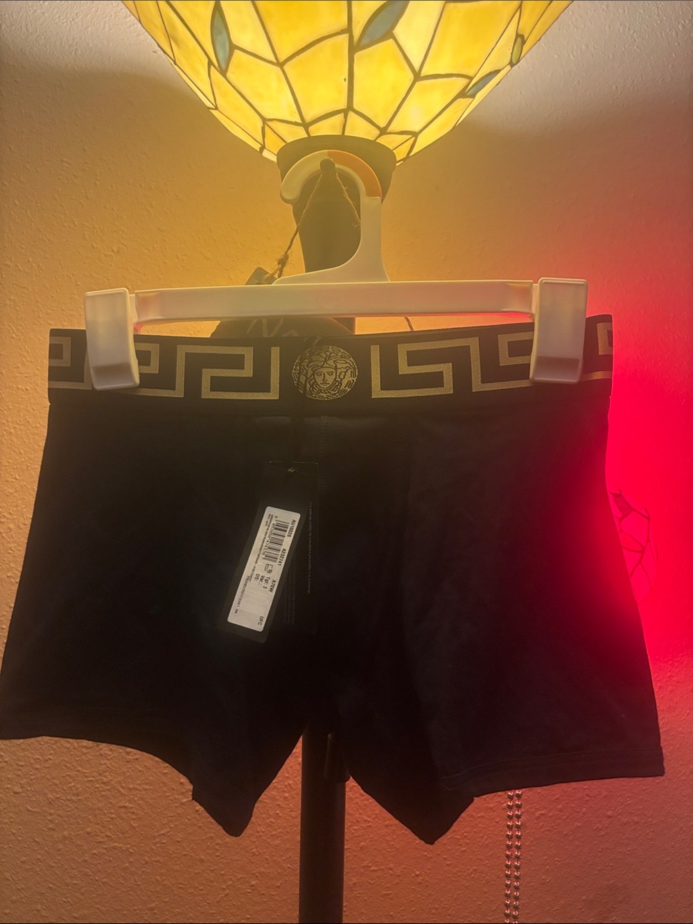 Versace Black Boxer Briefs with Gold Greek Key Waistband